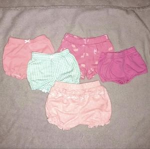 Baby Girl Shorts Bundle - 5 Assorted Pairs- 0-3 months